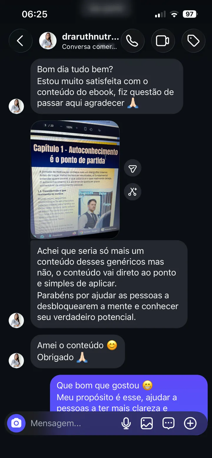 Print de depoimento da Dra. Ruth
